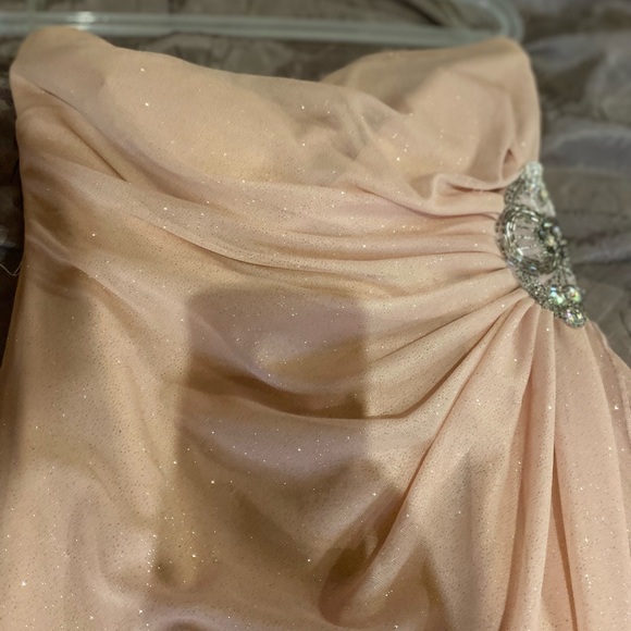 Pink shimmer high low strapless dress - Picture 3 of 5